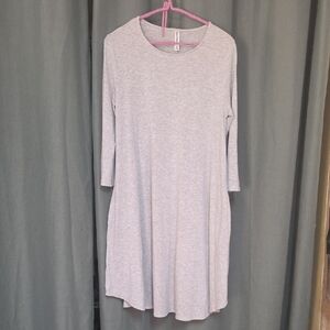 Zenana Outfitters Light Gray Long Sleeve Swing Dress